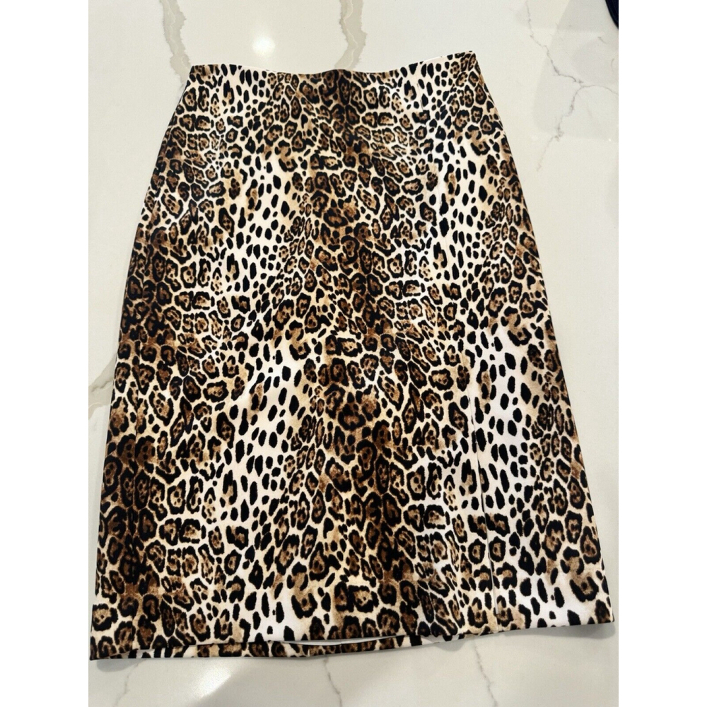 White House Black Market Leopard Print Fully Lined Pencil Skirt, Size 4